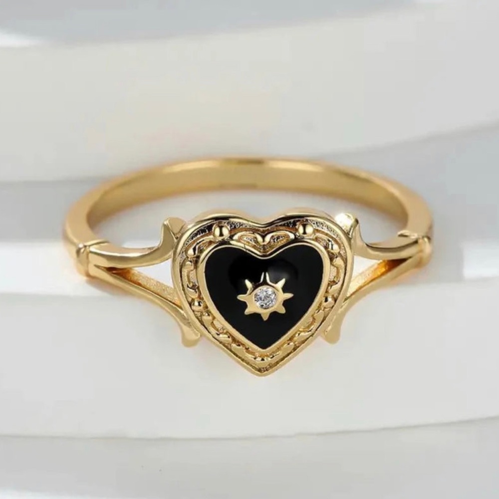 14k Gold Plated Boho Vintage Heart Ring By North Jewelry